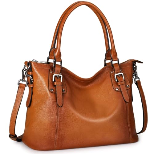 S-ZONE Geschenk der Mutter Tages Damen Classic Leather Tote Hobosund Schultertasche (B-Braun) von S-ZONE