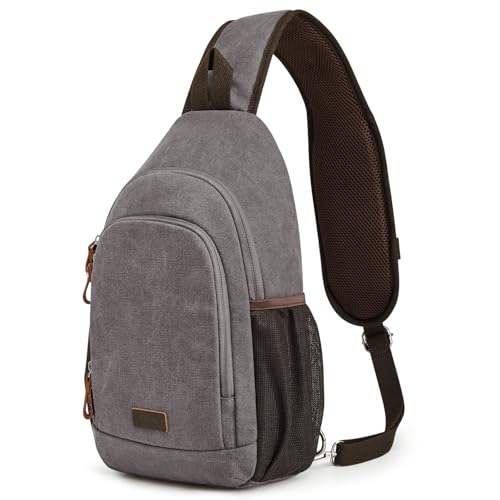 S-ZONE Herren RFID Sling Rucksack Wasserabweisendes Canvas Crossbody Schultertasche Mittelgroß Brusttasche Lässiger Tagesrucksack mit Handytasche von S-ZONE