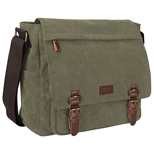 S-ZONE Herren Umhängetasche 15,6 Inch Große Laptoptasche Vintage Canvas Messenger Bag Aktenktasche Schultertasche Bürotasche Kuriertasche Arbeitstasche von S-ZONE