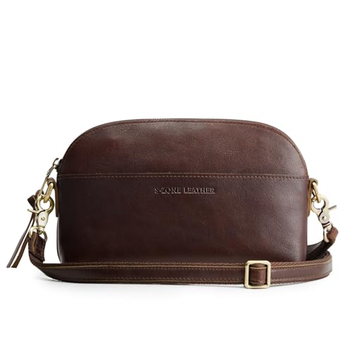 S-ZONE Leder Crossbody Bag Damen Kleine Handy Umhängetasche Handtasche Handytasche zum Umhängen mit Abnehmbarem Schultergurt von S-ZONE