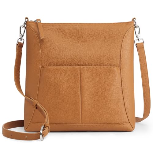 S-ZONE Leder-Umhängetasche für Damen Reisetasche mit RFID-Fach Designer-Umhängetasche Verstellbarer Riemen von S-ZONE