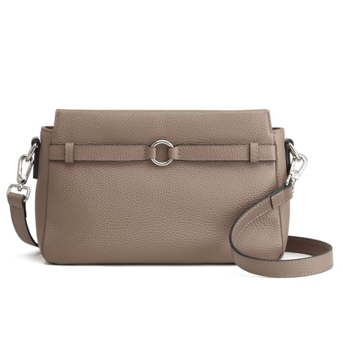 S-ZONE Mittelgroße Umhängetasche aus Genarbtem Leder für Damen Handtasche Geldbörse mit Verstellbarem Riemen von S-ZONE