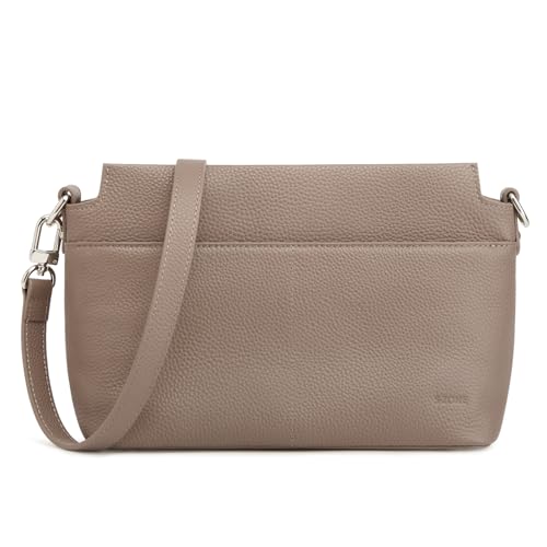 S-ZONE Mittelgroße Umhängetasche aus Genarbtem Leder für Damen Handtasche Geldbörse mit Verstellbarem Riemen von S-ZONE