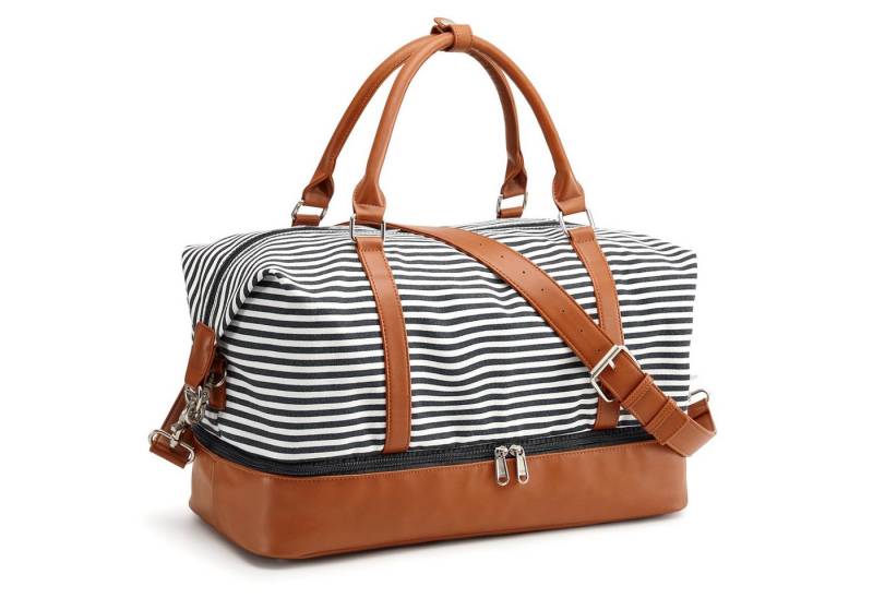 S-ZONE Reisetasche S-ZONE Weekender Tourbag Handgepäck Tragetasche für Damen und Herren, Segeltuch Freizeittasche Gymbag mit Schuhfach für die Nacht von S-ZONE