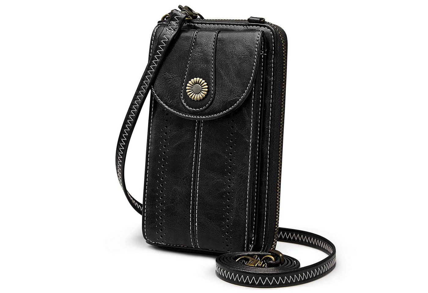 S-ZONE Umhängetasche S-ZONE Damen RFID-blockierende Umhängetasche Handytasche Bauchtasche, Freizeittasche kleine Geldbörse aus Kunstleder von S-ZONE