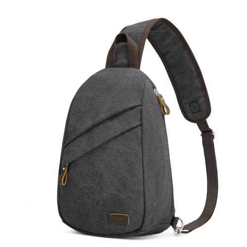 S-ZONE Unisex RFID Crossbody Sling Rucksack Wasserabweisend Canvas Schulter Brusttasche Mittel Schulterrucksack Sling Bag Sporttasche mit RFID-blockierender Gesäßtasche von S-ZONE