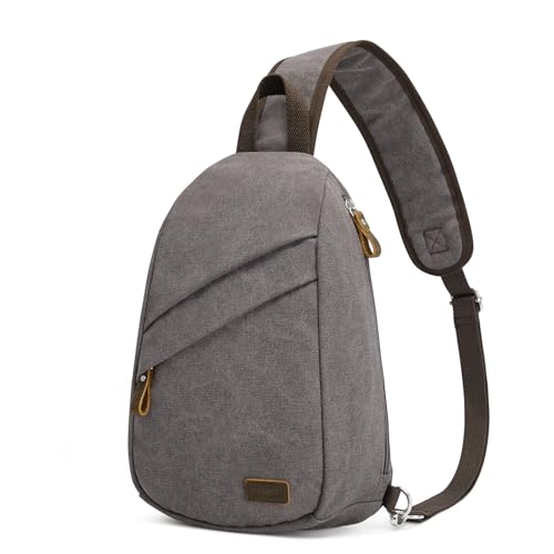 S-ZONE Unisex RFID Crossbody Sling Rucksack Wasserabweisend Canvas Schulter Brusttasche Mittel Schulterrucksack Sling Bag Sporttasche mit RFID-blockierender Gesäßtasche von S-ZONE