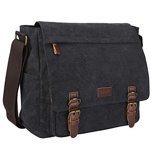 S-ZONE Herren Umhängetasche 15,6 Inch Große Laptoptasche Vintage Canvas Messenger Bag Aktenktasche Schultertasche Bürotasche Kuriertasche Arbeitstasche von S-ZONE