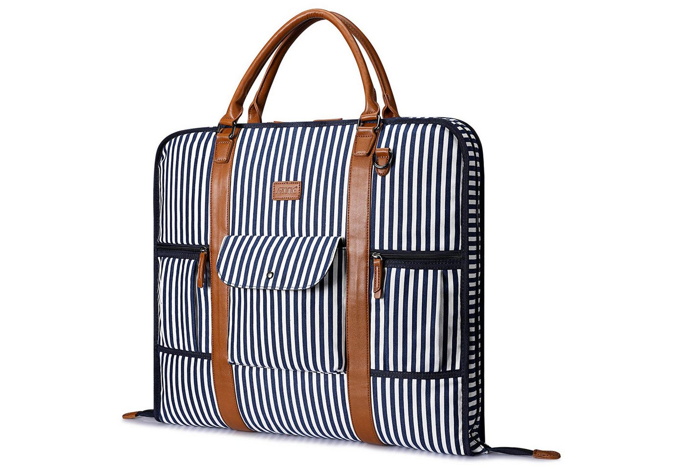 S-ZONE Weekender S-ZONE Männer Handgepäck Kleidertasche Reisetasche Weekender, Canvas-Leder Anzughülle für Geschäftsreisen Tragetasche von S-ZONE