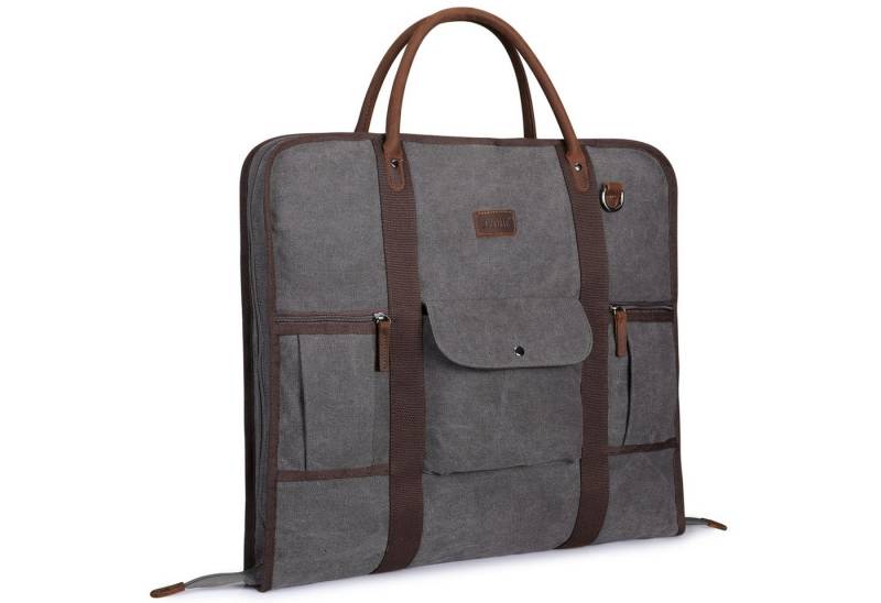 S-ZONE Weekender S-ZONE Männer Handgepäck Kleidertasche Reisetasche Weekender, Canvas-Leder Anzughülle für Geschäftsreisen Tragetasche von S-ZONE