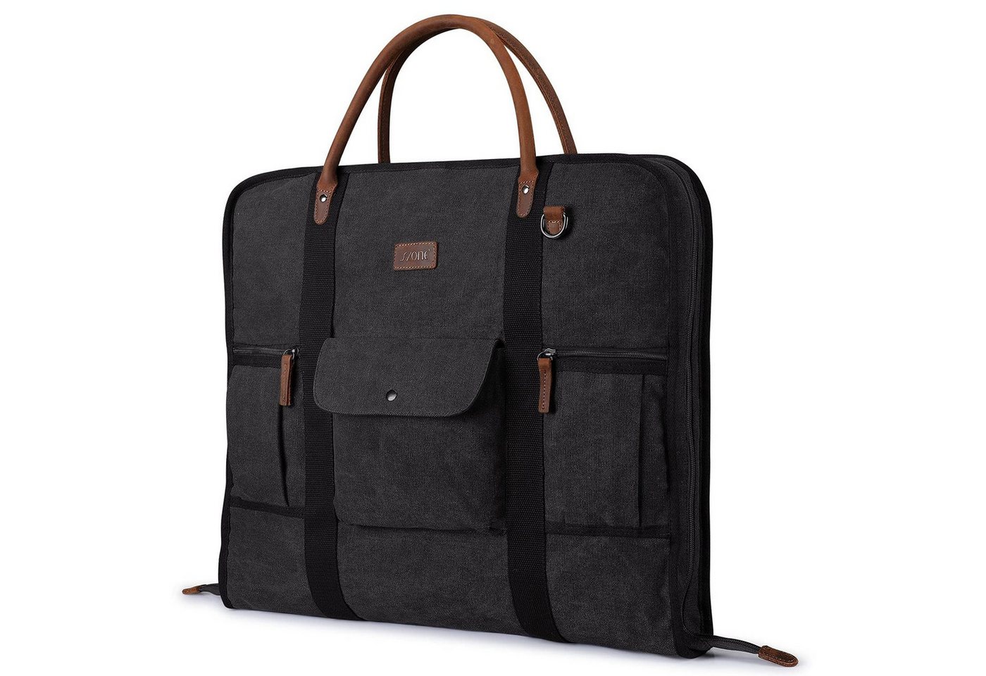 S-ZONE Weekender S-ZONE Männer Handgepäck Kleidertasche Reisetasche Weekender, Canvas-Leder Anzughülle für Geschäftsreisen Tragetasche von S-ZONE