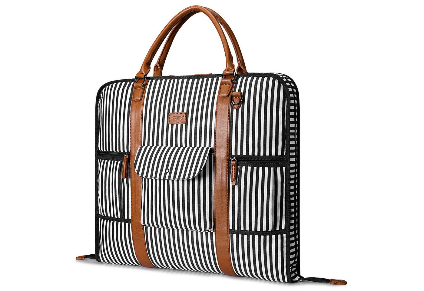 S-ZONE Weekender S-ZONE Männer Handgepäck Kleidertasche Reisetasche Weekender, Canvas-Leder Anzughülle für Geschäftsreisen Tragetasche von S-ZONE