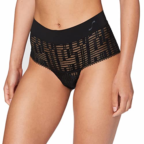 S by sloggi Damen Seven Mid Waist Panty Slip, Black, XS von S by sloggi