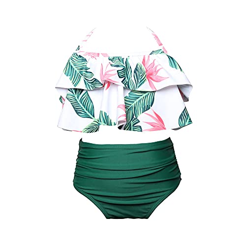 S-kini mädchen Bikini Set Mutter und Tochter Bademode Gepolstert Neckholder Zweiteilige Badeanzug Familie Strandkleidung (Weiß, XL) von S-kini