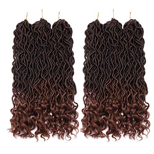6 Packs 50CM Häkeln Zöpfe Haar Göttin Faux Locs Haar Extensions Welliger Faux Mit Lockigen Enden Synthetisches Flechten Haarverlängerung Frisuren für Frauen Schwarz bis hell Auburn von S-noilite