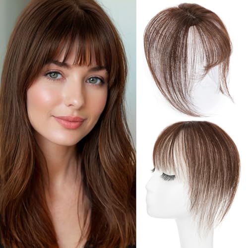 Clip in Pony Echthaar 3D 360° Abdeckung 100% Remy Haar Clip in Bangs Dünner Pony - Haarteile Echthaar für Damen 10g #2 Dunkelbraun Clip in Pony Echthaar 3D 360° Abdeckung 100% Remy Haar Clip in Bangs Dünner Pony - Haarteile Echthaar für Damen 10g #2 Dunkelbraun von S-noilite