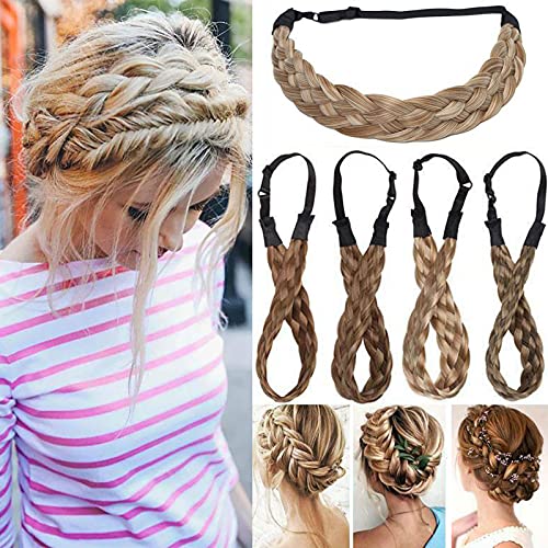 Mode Haarverlängerung Geflochtenes Stirnband Geflechtes Haar Dickes Klobiges Haarband Zubehör Kostüm Braided Haarteil für Frauen Klein-0.6" Hellbraun von S-noilite