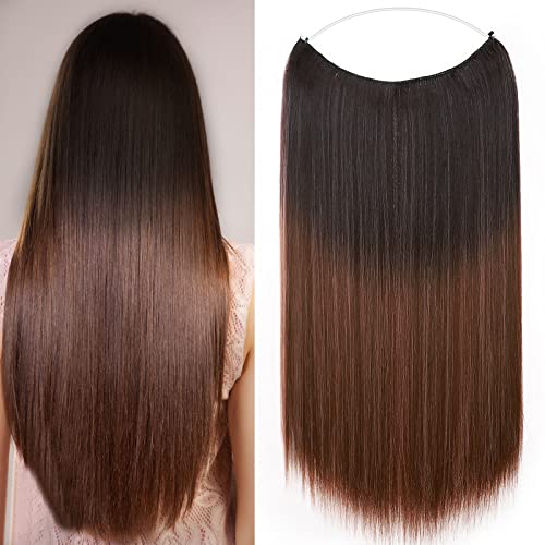 Hair Extensions Geheimes Stirnband Einfach unsichtbar Crown Wire im Haarverlängerung Haarteil für Frauen 50cm Glatt Brown to Light Auburn von S-noilite