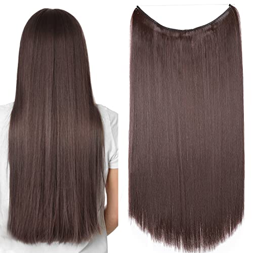 Hair Extensions Geheimes Stirnband Einfach unsichtbar Crown Wire im Haarverlängerung Haarteil für Frauen 50cm Glatt Mittel braun von S-noilite