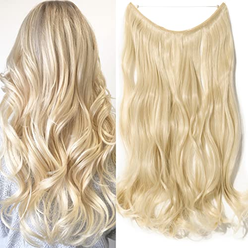 Hair Extensions Geheimes Stirnband Einfach unsichtbar Crown Wire im Haarverlängerung Haarteil für Frauen 50cm Gewellt Gebleichtes Blond von S-noilite
