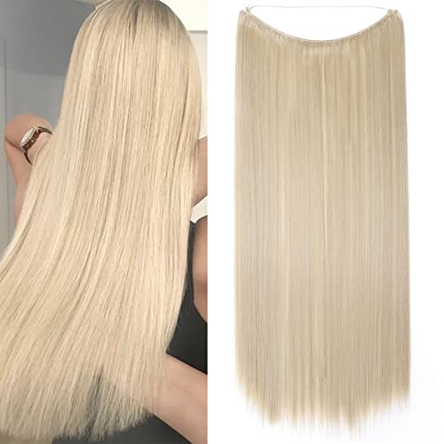 Hair Extensions Geheimes Stirnband Einfach unsichtbar Crown Wire im Haarverlängerung Haarteil für Frauen 50cm Glatt Aschblond Mix Bleichblond von S-noilite