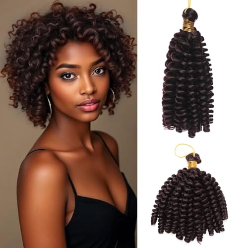 S-noilite Jamaican Bounce Häkelhaar 15 cm, Jumpy Wand Curls Häkelhaar, kurz vorgelockt gehäkelte Zöpfe Haarverlängerung, synthetisch für schwarze Frauen, 3 Packung 180 g,Weinrot von S-noilite