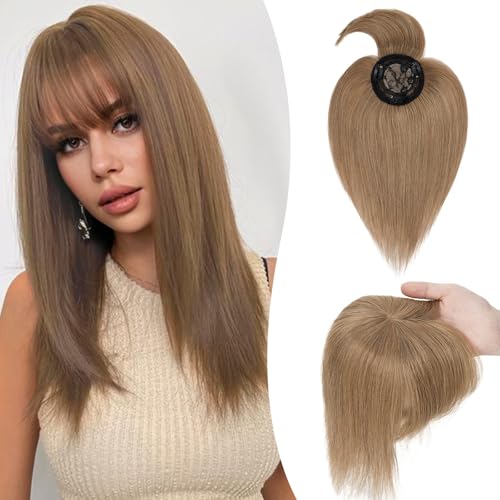 S-noilite Topper für Frauen Echthaar mit Pony 150% Dichte Toupet Haarteil Echthaar Damen Haarverdichtung für Dünnes Haar Mono Basis 45cm - 44g #6 Hellbraun S-noilite Topper für Frauen Echthaar mit Pony 150% Dichte Toupet Haarteil Echthaar Damen Haarverdichtung für Dünnes Haar Mono Basis 45cm - 44g #6 Hellbraun von S-noilite