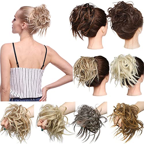 Tousled Updo Haarverlängerung Chaotisch Brötchen Haarteil Haargummis Welliges Gummiband Elastisches Haargummi Chignon Instant Pferdeschwanz Haarteil für Frauen Dunkelbraun von S-noilite