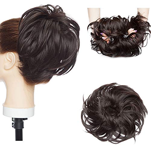 Updo Hair Extensions Ponytail Haarteil Dutt Haargummi mit Haaren Glatt Haarknoten Hochsteckfrisuren Haarverlängerung für Frauen 80g Dunkelbraun von S-noilite