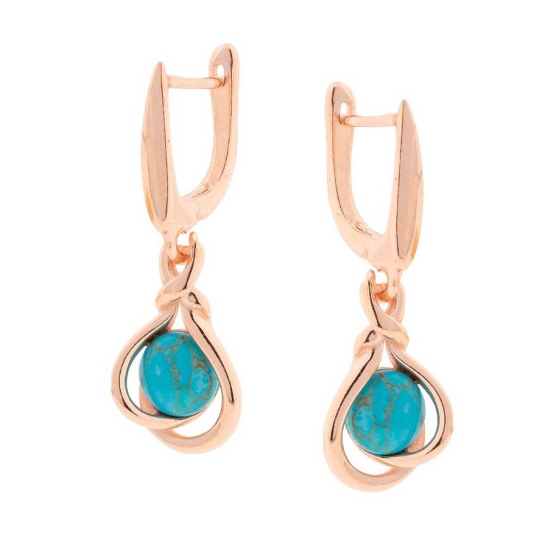 S&A Jewellery Design Paar Ohrhänger Ohrringe aus 925 Silber rosévergoldet (mit Cognac-Bernstein oder Türkis, 2-tlg., Set), Sterling Silber Silberschmuck für Damen von S&A Jewellery Design