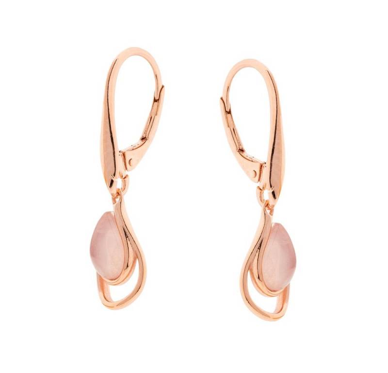 S&A Jewellery Design Paar Ohrhänger Ohrringe aus 925 Silber rosévergoldet (Set, 2-tlg), mit rosa Quarz Sterling Silber Silberschmuck für Damen von S&A Jewellery Design