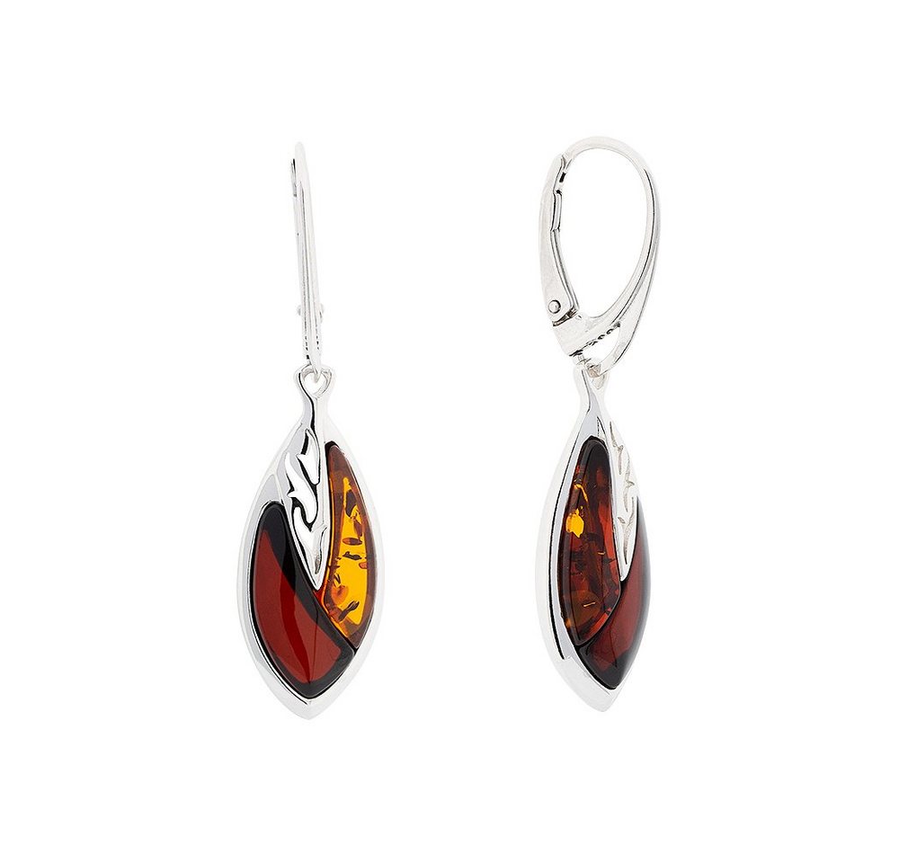 S&A Jewellery Design Paar Ohrhänger aus 925 Silber mit Kirsch- und Cognacbernstein (silber oder rosévergoldet, 2-tlg), 925 Sterling Silber Silberschmuck für Damen von S&A Jewellery Design