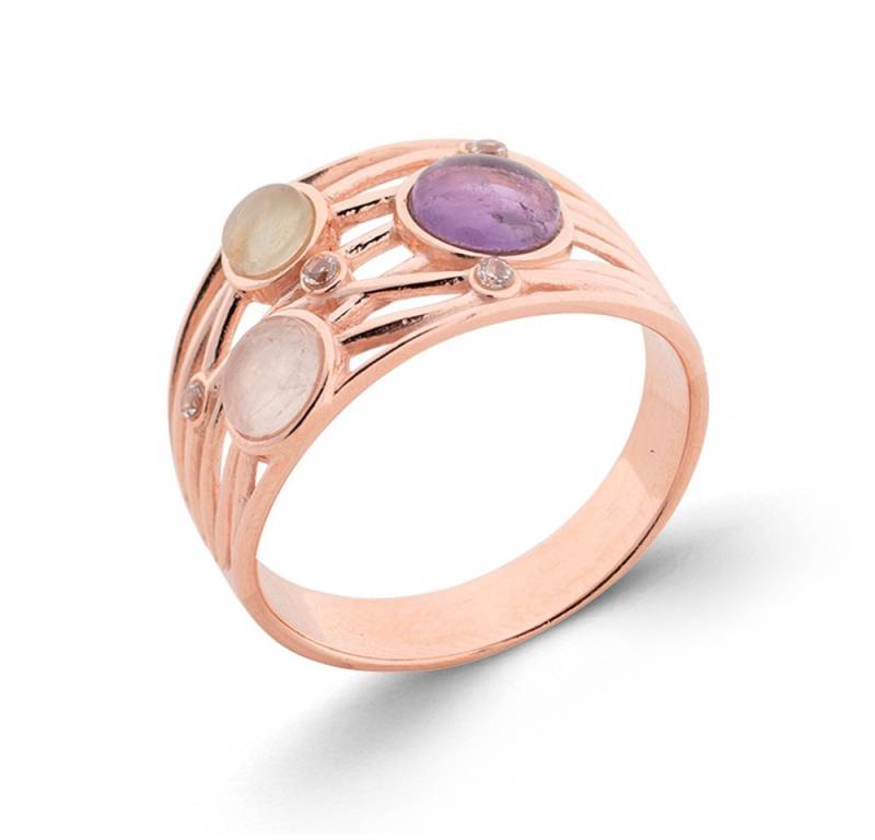 S&A Jewellery Design Silberring aus 925 Silber mit Amethyst, Quarz und Prehnit (Set, 1-tlg), 925 Sterling Silber Silberschmuck für Damen von S&A Jewellery Design