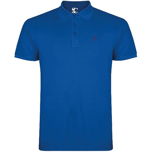 S&C - Poloshirt Herren Kurzarm Baumwolle 100%, Einfarbig, Lässiger Stil, 3 Knöpfe, Piqué-Strick, Regular Fit, Größe Konsultieren, Königsblau, M von S&C
