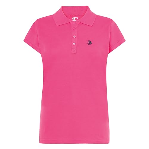 S&C - Poloshirt Damen Kurzarm Baumwolle, Piqué-Strickstoff, Custom Fit, Kragen mit 3 Knöpfen, Casual, Tailliert, Siehe Größentabelle, Azalee, L von S&C