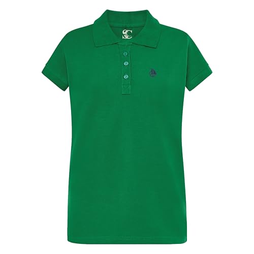 S&C - Poloshirt Damen Kurzarm Baumwolle, Piqué-Strickstoff, Custom Fit, Kragen mit 3 Knöpfen, Casual, Tailliert, Siehe Größentabelle, Fuchsia, S von S&C
