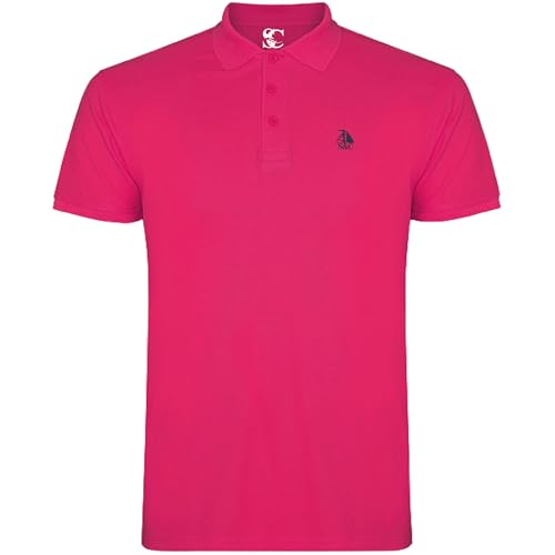S&C - Poloshirt Herren Kurzarm Baumwolle 100%, Einfarbig, Lässiger Stil, 3 Knöpfe, Piqué-Strick, Regular Fit, Größe Konsultieren, Fuchsia-rot, M von S&C