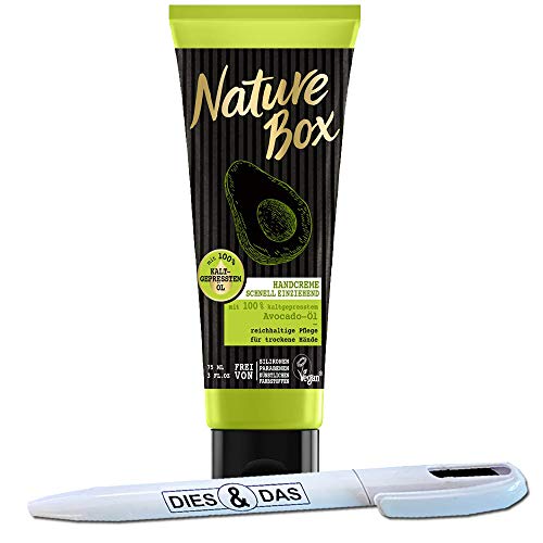 Nature Box Handcreme mit kaltgepresstem Avocado-Öl 75ml + DIES&DAS Kugelschreiber im Wert von 2,90 von S&H