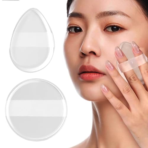 2x Transparent Puderquaste für Gesicht - Mini Dry & Wet Makeup Schwamm Set zum Einstellen von Puder, Concealer und Rouge - Wiederverwendbare Kosmetikwerkzeuge für Frauen und Mädchen von S & S PRODUCTS