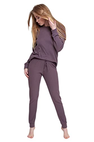 S& SENSIS edler Baumwoll-Pyjama (Made in EU) Hausanzug Violet aus schickem Oberteil und toller Hose, Gr. L-XL (40-42), Violett von S& SENSIS