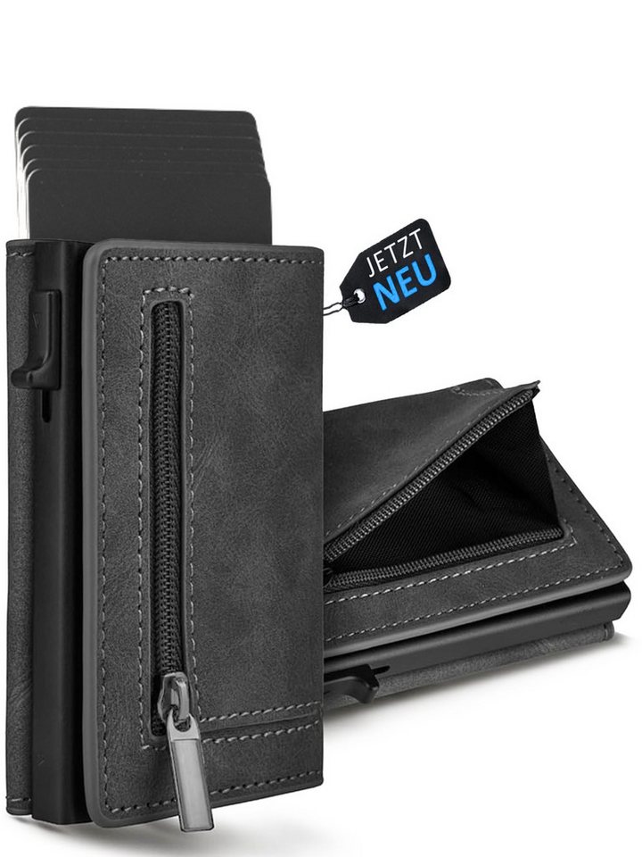 S&T Design Brieftasche S&T Design RFID Blocker Cardholder Slim Wallet Herren veganem Leder (S&T Design portemonnaie, Mit Geschenk verpackung), 8 Kartenfächer, Hochwertiges Material, Elegant, Geschenkbox von S&T Design