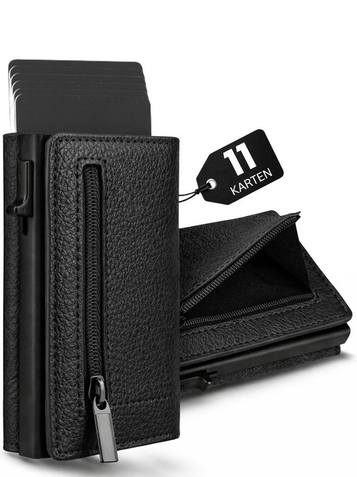 S&T Design Brieftasche S&T Design RFID Blocker Cardholder Slim Wallet Herren veganem Leder (S&T Design portemonnaie, Mit Geschenk verpackung), 8 Kartenfächer, Hochwertiges Material, Elegant, Geschenkbox von S&T Design