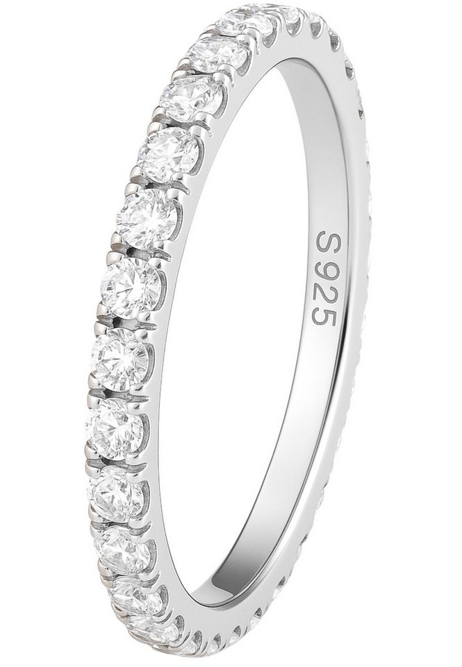S&T Design Fingerring Damenring 925 Silber mit Moissanite (Sterling Silber 925, Inklv. Geschenkbox), Moissanite Trauring Eheringe Verlöbnis Jubiläum Geschenk Frauen von S&T Design