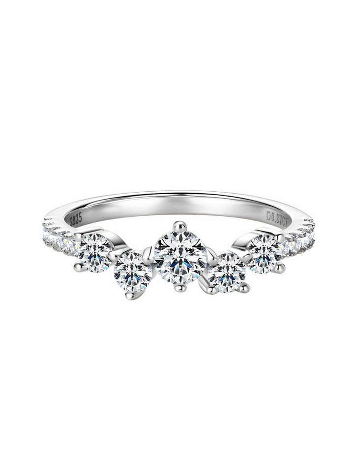 S&T Design Fingerring Schmuck Geschenk Silber 925 Silberring Ring Moissanit Diamant (Sterling Silber 925, Inklv. Geschenkox), Weißgold Trauring Eheringe Verlöbnis Jubiläum Geschenk für Frauen von S&T Design