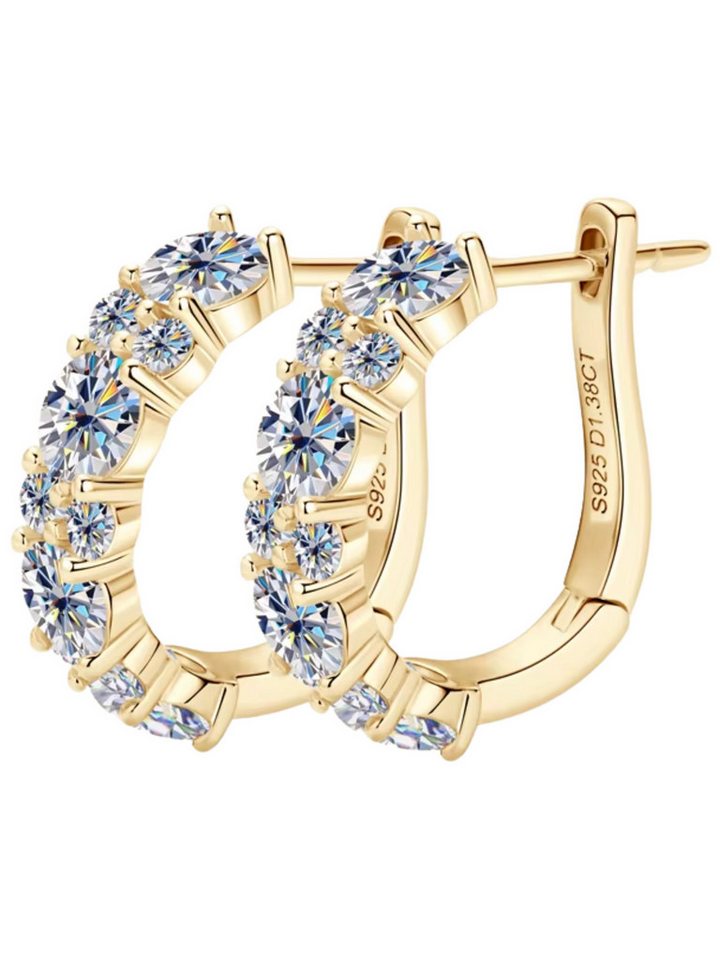 S&T Design Paar Creolen Moissanit Creolen 925 Silber 18K Weissgold Damen Ohrringe (Sterling Silber 925, inkl. Schmuckbox), Echtschmuck Damenohrringe von S&T Design