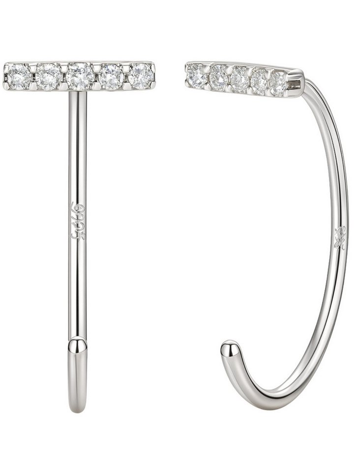 S&T Design Paar Ohrstecker Design Damen Ohrringe aus 925 Silber mit Moissanite (Zertifikat 925 Silber, Geschenkbox) von S&T Design
