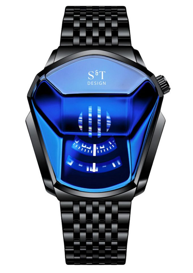 S&T Design Quarzuhr Herren Uhr Edelstahl Armbanduhr Herrenuhr, (Geschenkebox (Etui), inkl. Armbandkürzer & Etui), Männer Uhr 3Bar Wasserdicht Analog Geschenk von S&T Design