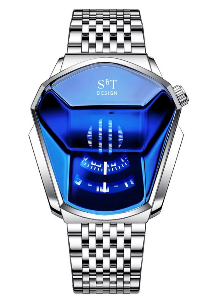 S&T Design Quarzuhr Herren Uhr Edelstahl Armbanduhr Herrenuhr, (Geschenkebox (Etui), inkl. Armbandkürzer & Etui), Männer Uhr 3Bar Wasserdicht Analog Geschenk von S&T Design
