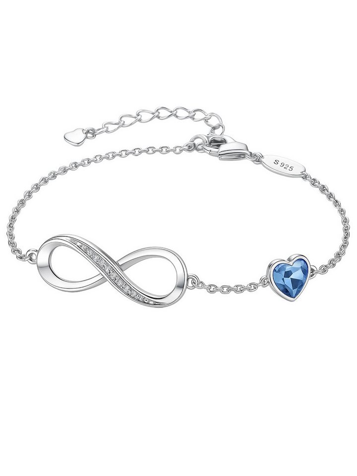 S&T Design Silberarmband Infinity Armband Damen 925 Sterling Silber Unendlichkeit Herz (Echt Silber, inkl. Verpackung), Verstellbares Armband – Geschenk für Frau, Freundin & Mutter von S&T Design