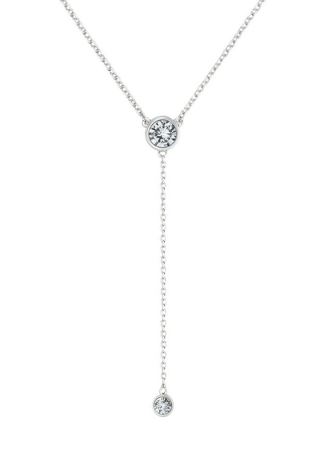 S&T Design Silberkette Damen 925 Silber Halskette Lang VVS1 Moissanite Diamant (Geschenkebox (Etui), Geschenk für Damen und Frau), Kette Lang Runde Steine 14K Weißgold Vergoldet von S&T Design